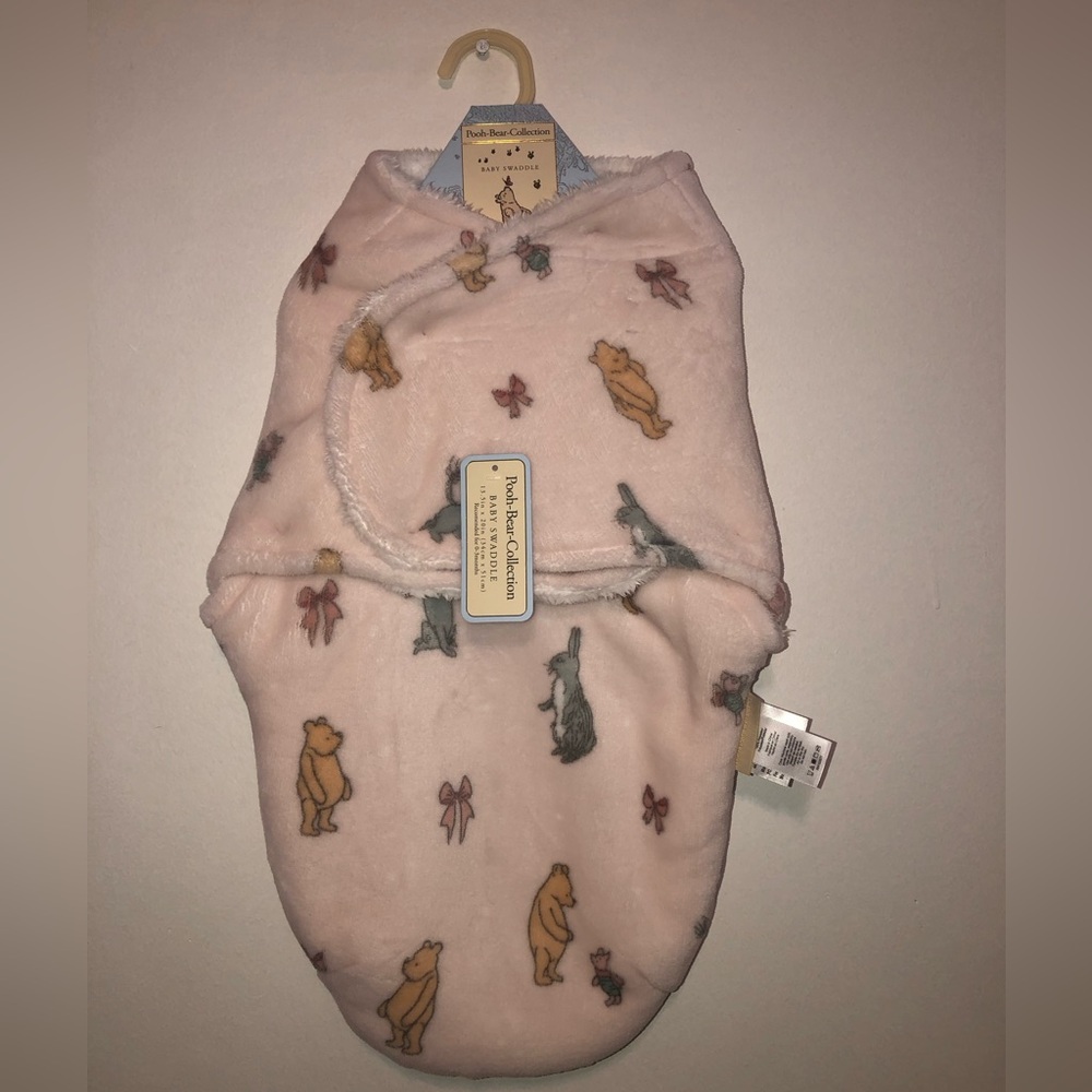 Vintage Style Winnie The Pooh A.A. Milne Pink Bow Swaddle NWT